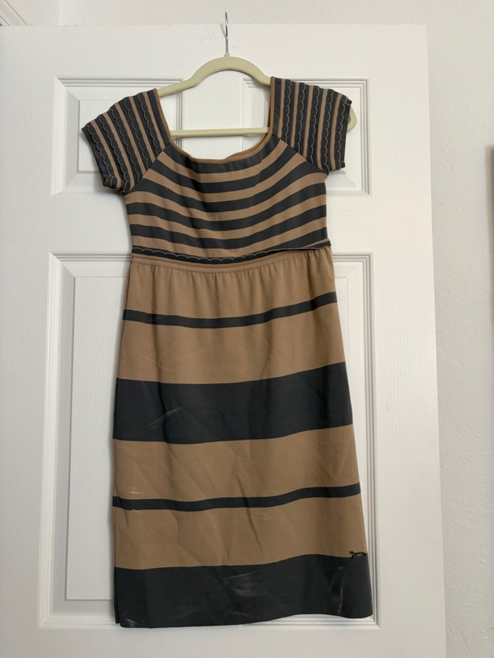 Fendi Tan and blue Striped Knit Casual Dress